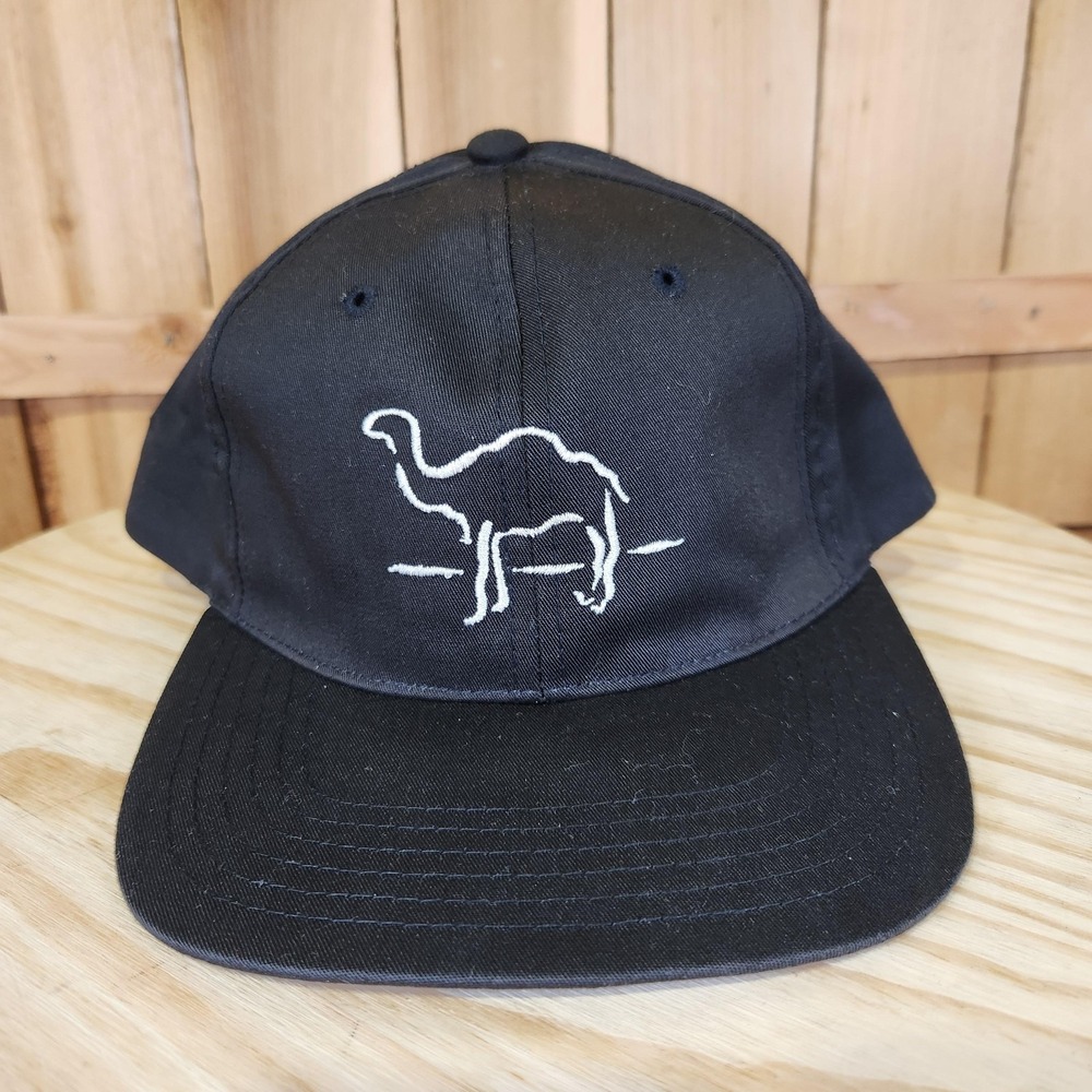 Camel Hat Cap Snap Back Black Embroidered Camel Logo Mens One Size Tobacco